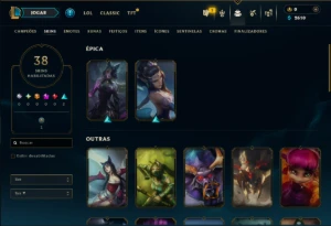 Unranked com 40 Champs e 38 Skins - League of Legends LOL