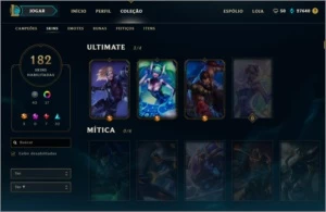 Conta League Of legends 182 skins LOL