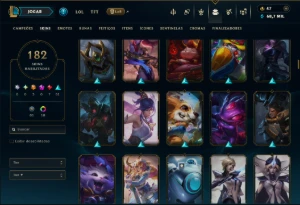 Bronze 4 com TODOS os Champs e 182 Skins ( JG / MID / TOP ) - League of Legends LOL