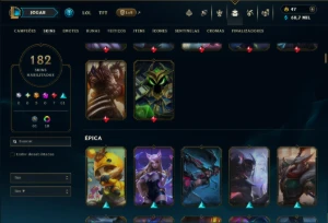 Bronze 4 com TODOS os Champs e 182 Skins ( JG / MID / TOP ) - League of Legends LOL