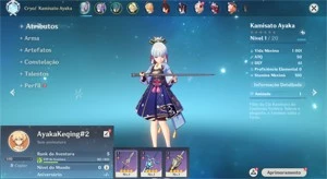 Conta Genshin Impact AR 5 com Kamisato Ayaka e Keqing