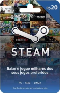 Steam <span style='color: red;'>Gift</span> Card - Cartão Pré Pago R$ 20