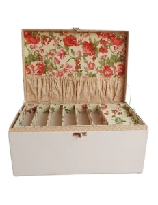 Porta-Joias Extra Grande Branco e Floral - Artesanato e Personalizados