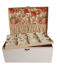 Porta-Joias Extra Grande Branco e Floral - Artesanato e Personalizados