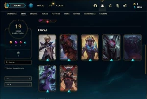 Conta bronze 2 com 60 Champs e 19 Skins + 13 Fragmentos - League of Legends LOL