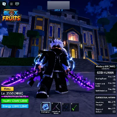 Conta blox fruits nível máximo godhuman - Roblox