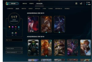 Vendo conta lol diamante, 140 campeões e 117 skins - League of Legends