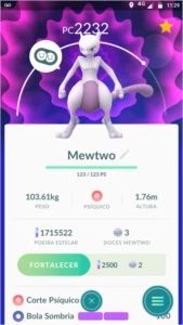 CONTA POKÉMON GO LV 34 TIME AZUL - MEWTWO, EX 11-12, LEND