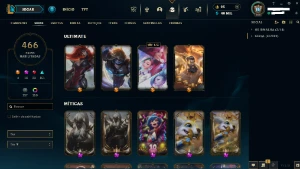 Conta lol diamantes IV full champs, 466 skins diversos raros - League of Legends