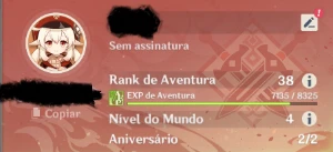 Conta AR 38 Com 4 personagens tier 5 Estrelas - Genshin Impact