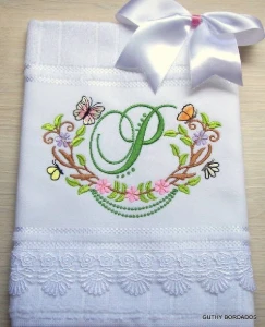 Toalha de Lavabo Personalizada com Guipir - Artesanato e Personalizados