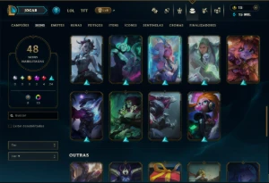 Ouro 1 com 130 Champs e 48 Skins +6 Vitoriosas - League of Legends LOL