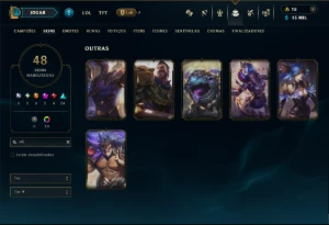 Ouro 1 com 130 Champs e 48 Skins +6 Vitoriosas - League of Legends LOL