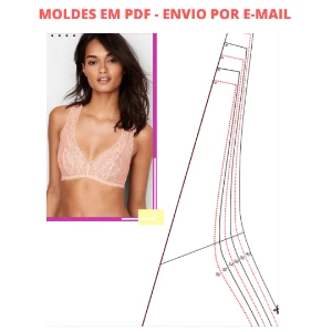 Kit de Moldes PDF Sutiã Meia Taça Bojo Senhoras eTop Costa - Others