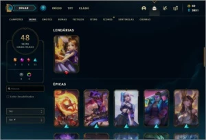 Conta ouro 3 com 48 skins e 57 champs - League of Legends LOL