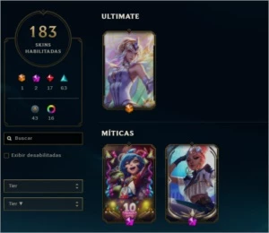Conta League of Legends, 183 skins, 149/158 campeões LOL