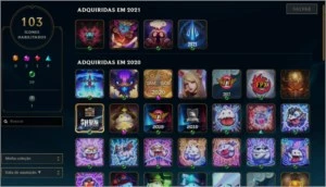 Conta League of Legends LoL Unranked 104 skins 1760 RP 53 PP