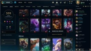 CONTA LEAGUE OF LEGENDS 309 SKINS TODOS CHAMPS LOL