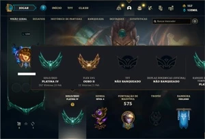 Conta Platina 4 com TODOS os champs e 244 Skins + 10 Miticas - League of Legends LOL