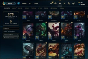 Conta Platina 4 com TODOS os champs e 244 Skins + 10 Miticas - League of Legends LOL