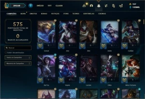 Conta Platina 4 com TODOS os champs e 244 Skins + 10 Miticas - League of Legends LOL