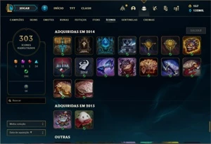 Conta Platina 4 com TODOS os champs e 244 Skins + 10 Miticas - League of Legends LOL