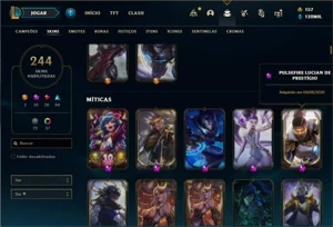 Conta Platina 4 com TODOS os champs e 244 Skins + 10 Miticas - League of Legends LOL