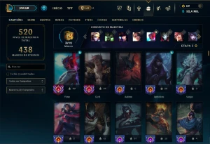 Bronze 3 com TODOS os champs e 303 Skins ( Nivel 490 ) - League of Legends LOL