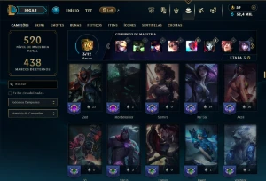 Bronze 3 com TODOS os champs e 303 Skins ( Nivel 490 ) - League of Legends LOL