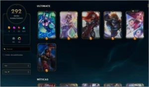 Conta unranked com 292 skins e 30 cromas. - League of Legends LOL