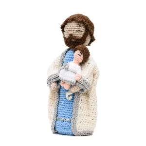 São José com Menino Jesus em Amigurumi - Artesanato e Personalizados