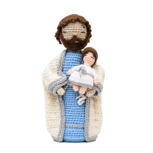 São José com Menino Jesus em Amigurumi - Artesanato e Personalizados