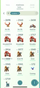 Conta Pokémon go level 33 com lendários alguns 100%