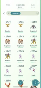 Conta Pokémon go level 33 com lendários alguns 100%