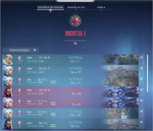 CONTA IMORTAL VALORANT 80% WINRATE