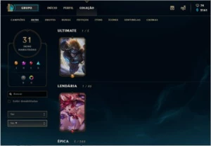 CONTA LOL B1 COM 31 SKINS E 99 CAMPEÕES - League of Legends