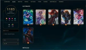 Conta no LOL 1183 skins - Gold 1 - League of Legends