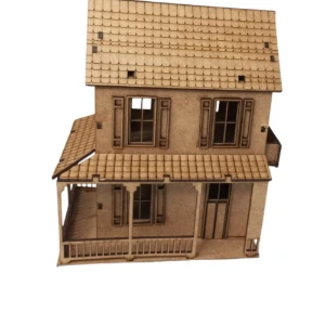 Mini Sobrado com varanda MDF, maquete, diorama 19x15 - Artesanato e Personalizados