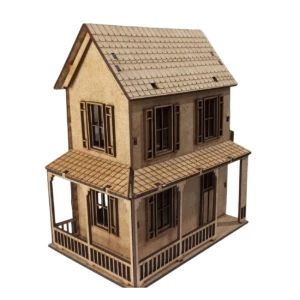Mini Sobrado com varanda MDF, maquete, diorama 19x15