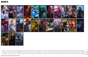 Conta ouro 4 com 62 Champs e 25 Skins + 3 Ultimates - League of Legends LOL