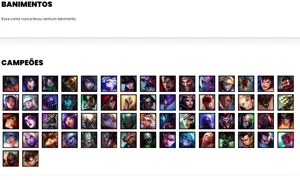 Conta ouro 4 com 62 Champs e 25 Skins + 3 Ultimates - League of Legends LOL