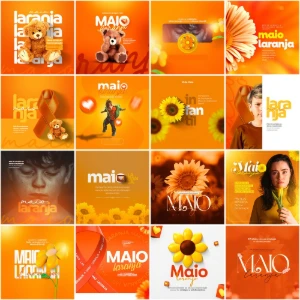 Pack 65 Artes editáveis photoshop - Maio laranja - Outros