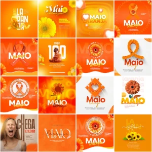 Pack 65 Artes editáveis photoshop - Maio laranja - Outros