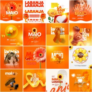 Pack 65 Artes editáveis photoshop - Maio laranja - Outros