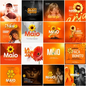 Pack 65 Artes editáveis photoshop - Maio laranja - Outros