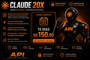 Claude Code 20X API | 15 DIAS - Inteligência Artificial