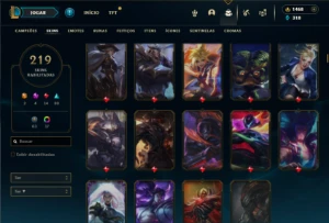 Prata 2 com 140 Champs e 219 Skins + 2 Prestigios + 1400 RP - League of Legends LOL