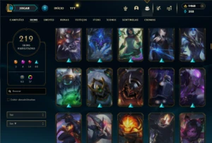 Prata 2 com 140 Champs e 219 Skins + 2 Prestigios + 1400 RP - League of Legends LOL