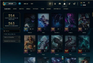 CONTA LOL - LVL 287 - 125 Champions - 86 Skins - FULL ACESSO - League of Legends