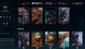 CONTA LOL - LVL 287 - 125 Champions - 86 Skins - FULL ACESSO - League of Legends